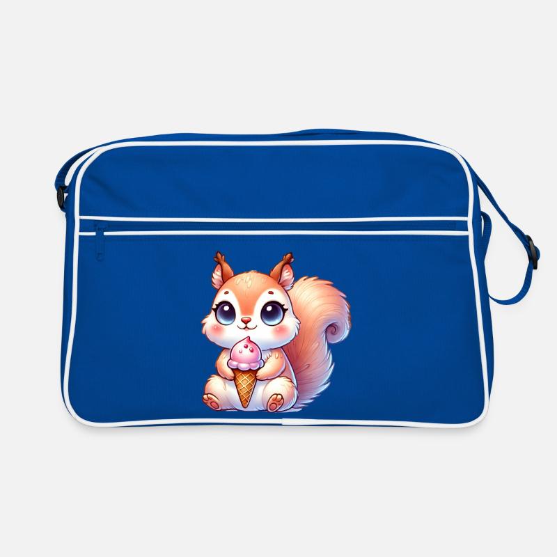 Das niedliche Eichhörnchen genießt ein buntes Eis Retro Tasche