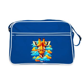 Giraffe with head in cloud clouds - Retro Bag - blue/white - Front
