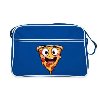 Happy Pizza Face Funny Art - Retro Bag - blue/white - Front