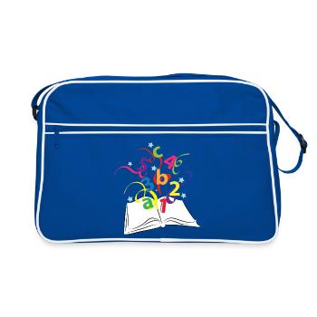 Book with Colorful Letters and Numbers - Retro Bag - blue/white - Front