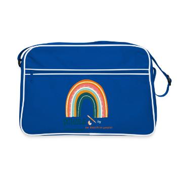 Schule ich komme - Retro Tasche - Blau/Weiß - Vorne