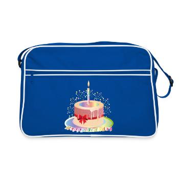Motif de cupcake d’anniversaire coloré avec bougie - Sac Retro - bleu/blanc - Devant