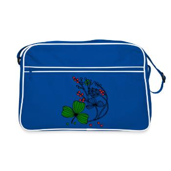 Fleurs sauvages aux baies rouges et vertes - Sac Retro - bleu/blanc - Devant