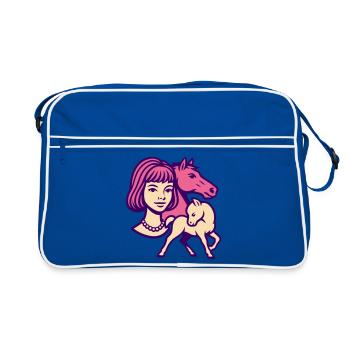 Horse Girl Pop Art Pink - Retro Bag - blue/white - Front