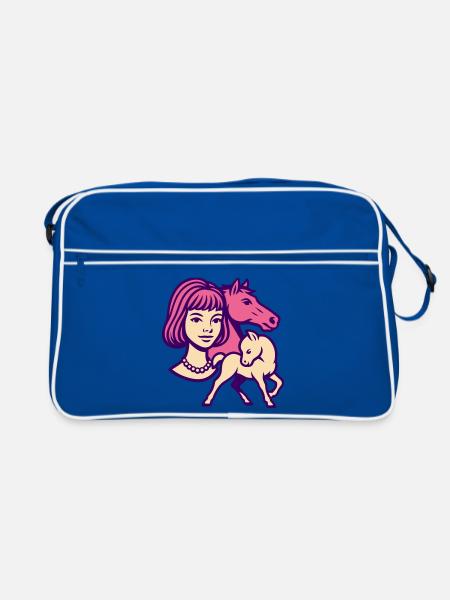Fille Cheval Pop Art Rose - Sac Retro - bleu/blanc - Devant