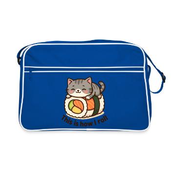 Imprimé sushi chaton mignon - Sac Retro - bleu/blanc - Devant