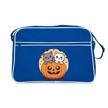 Chats mignons en forme de citrouille - Sac Retro - bleu/blanc - Devant