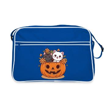 Cats in pumpkin head Halloween design - Retro Bag - blue/white - Front