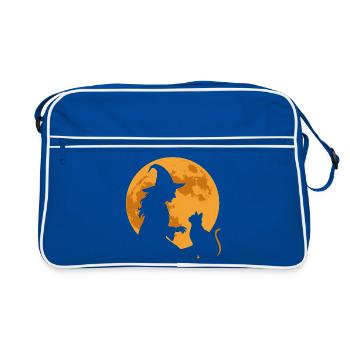 Sorcière et chat au clair de lune - Sac Retro - bleu/blanc - Devant
