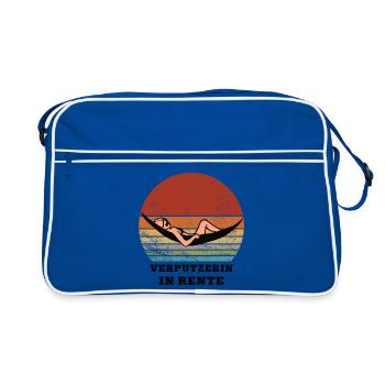Rente Verputzerin Rentnerin Ruhestand Verputzerei - Retro Tasche - Blau/Weiß - Vorne
