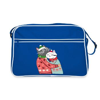 Cats in the magic of winter - Retro Bag - blue/white - Front