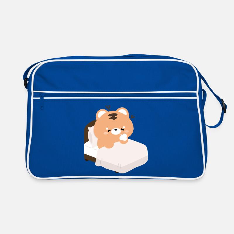 Schläfriger, müder Tiger - Retro Tasche - Blau/Weiß