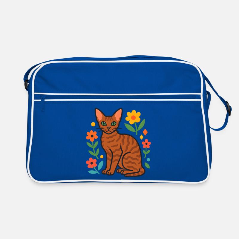 Devon Rex' Katze in der Blumenparade Retro Tasche
