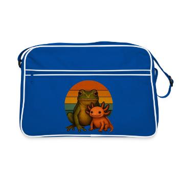 Frog and Axolotl - Retro Bag - blue/white - Front