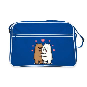 Hugging bears with hearts - Retro Bag - blue/white - Front