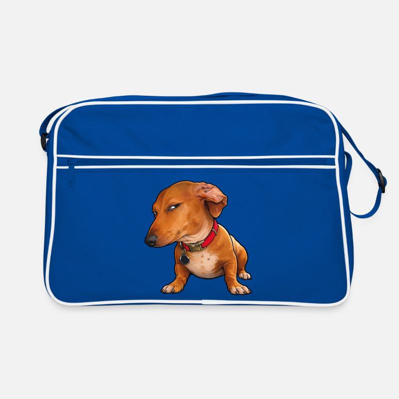 Regard de côté du teckel lundi - Sac Retro - bleu/blanc