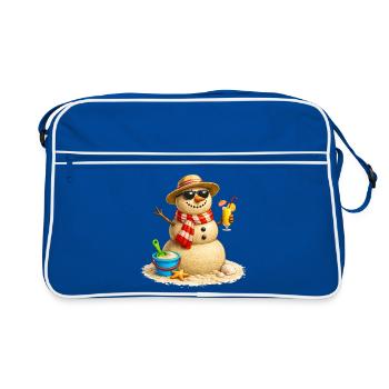 Bonhomme de neige de sable sur la plage avec cocktail - Sac Retro - bleu/blanc - Devant