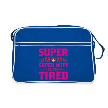 Super Maman Super Femme Super Fatiguée Chemise drôle - Sac Retro - bleu/blanc - Devant