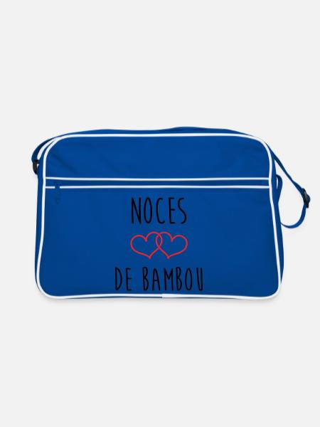 Bambushochzeit 79 Jahre Ehe - Retro Tasche - Blau/Weiß - Vorne