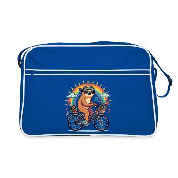 Paresseux de la fleur sur le soleil arc-en-ciel à vélo - Sac Retro - bleu/blanc - Devant