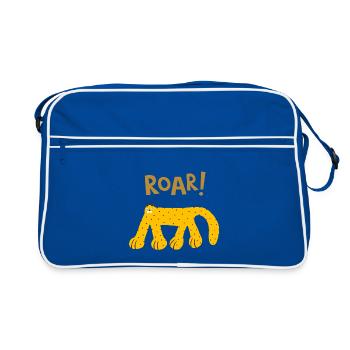 Roar Animal sauvage Drôle Mignon, design de faune sauvage - Sac Retro - bleu/blanc - Devant