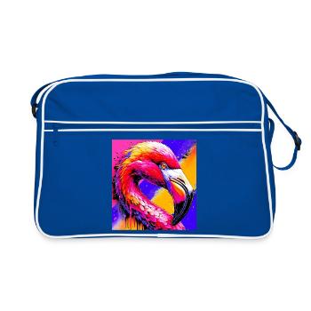 Flamingo - Retro Tasche - Blau/Weiß - Vorne