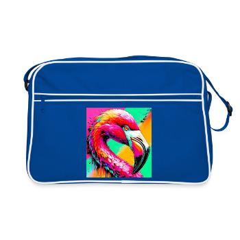 Flamingo - Retro Tasche - Blau/Weiß - Vorne