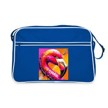 Flamingo - Retro Tasche - Blau/Weiß - Vorne