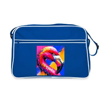 Flamingo - Retro Tasche - Blau/Weiß - Vorne