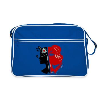 Visage de femme - Sac Retro - bleu/blanc - Devant