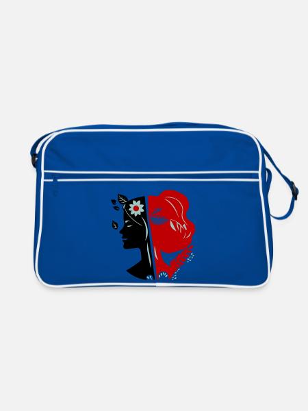 Visage de femme - Sac Retro - bleu/blanc - Devant