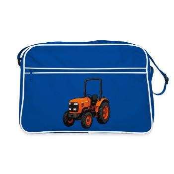 Vue frontale orange du tracteur - Sac Retro - bleu/blanc - Devant