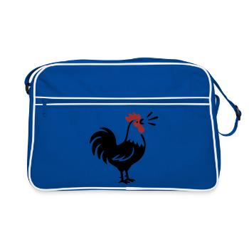 Rooster Crows Farm Logo - Retro Bag - blue/white - Front