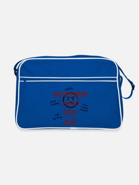 Erinnere dich, wer du bist - Retro Tasche - Blau/Weiß
