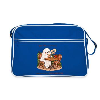 Übernatürlich freundlich dank Kaffee - Retro Tasche - Blau/Weiß - Vorne