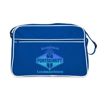 DDR FORTSCHRITT - Landmaschinen Ostalgie - Retro Tasche - Blau/Weiß - Vorne