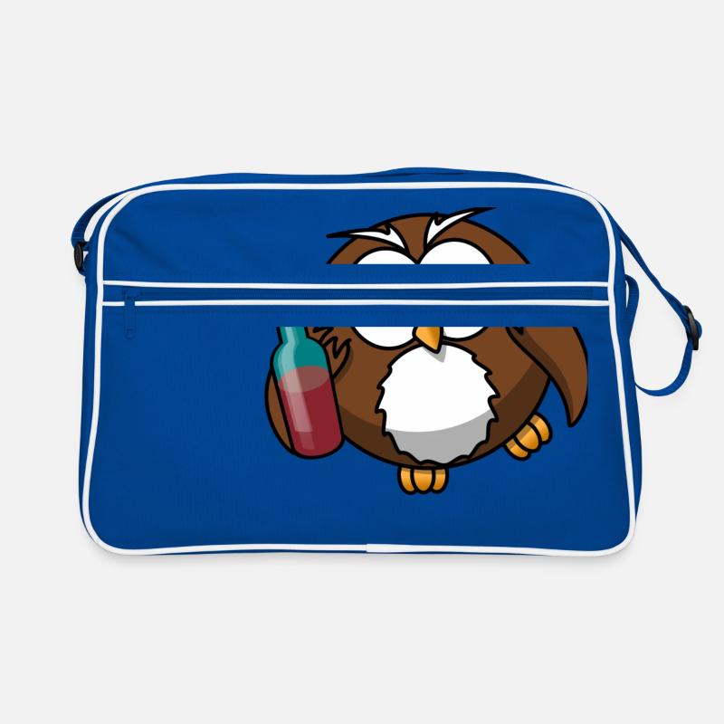betrunkene Eule mit Wein Retro Tasche