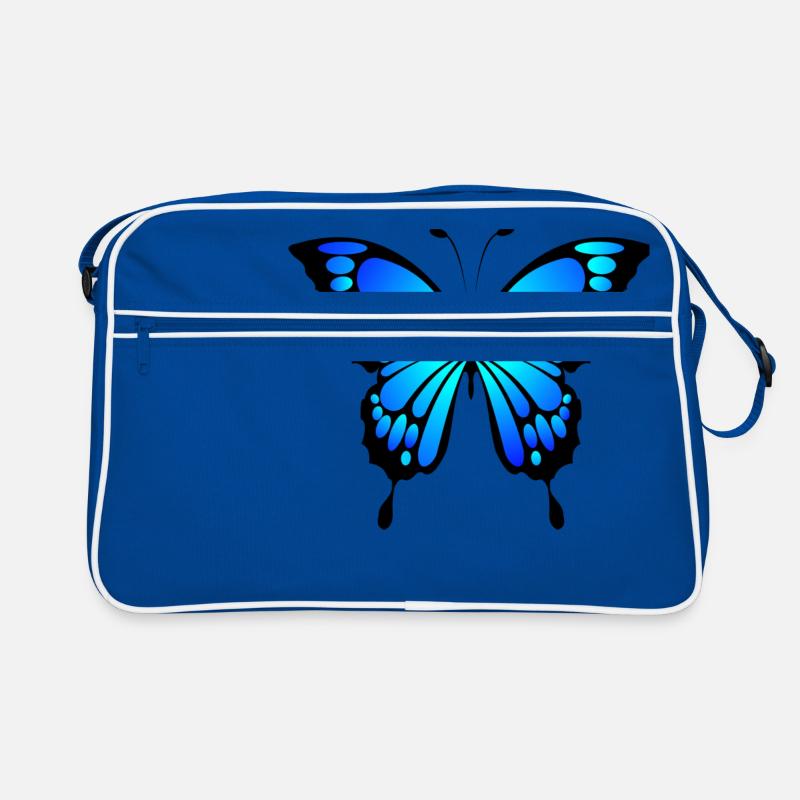 Schmetterling - Retro Tasche - Blau/Weiß
