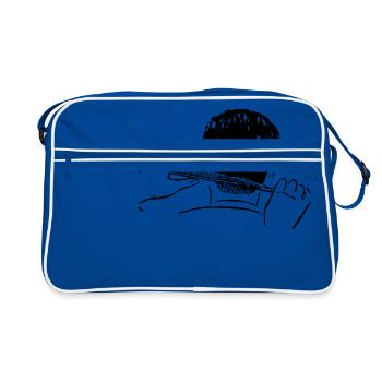 hairdresser barber barbier friseur coiffeur bart b - Retro Tasche - Blau/Weiß - Vorne