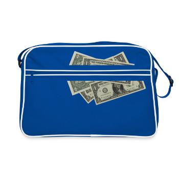 Geld - Dollar - Bargeld - Retro Tasche - Blau/Weiß - Vorne