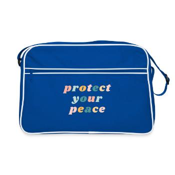 Protect Your Peace - Happy Colorful Vibe Christian - Retro Bag - blue/white - Front