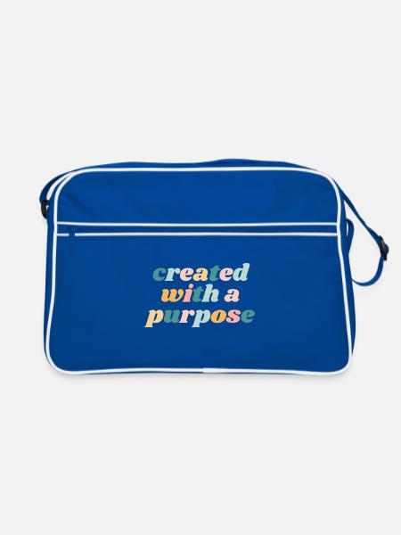 Created With A Purpose - Christian - Retro Bag - blue/white - Front
