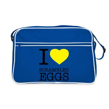 I LOVE SCRAMBLED EGGS Rührei - Retro Tasche - Blau/Weiß - Vorne