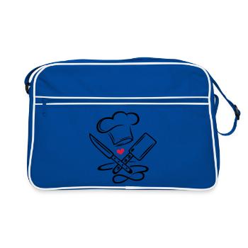 Chapeau de chef de cuisine chef cuisinier couteau infinity icon - Sac Retro - bleu/blanc - Devant