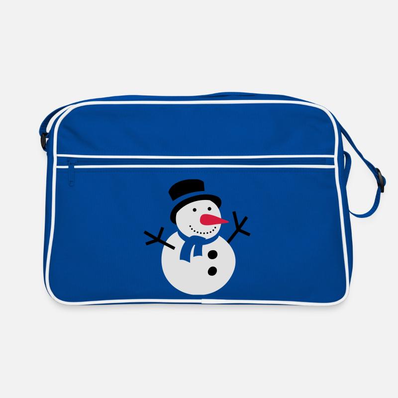 schneemann winter schnee - Retro Tasche - Blau/Weiß