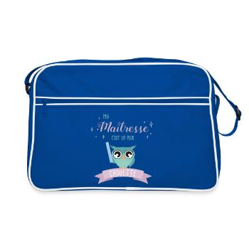 Hibou Maîtresse Chouette Illustration - Sac Retro - bleu/blanc - Devant