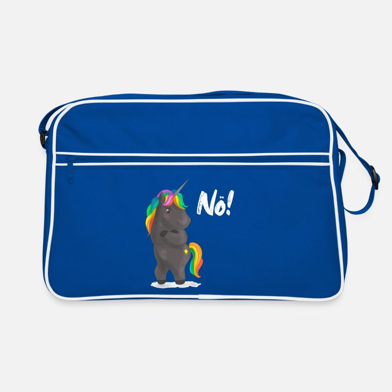 Verärgerter Regenbogen-Pony mit Witz - Retro Tasche - Blau/Weiß