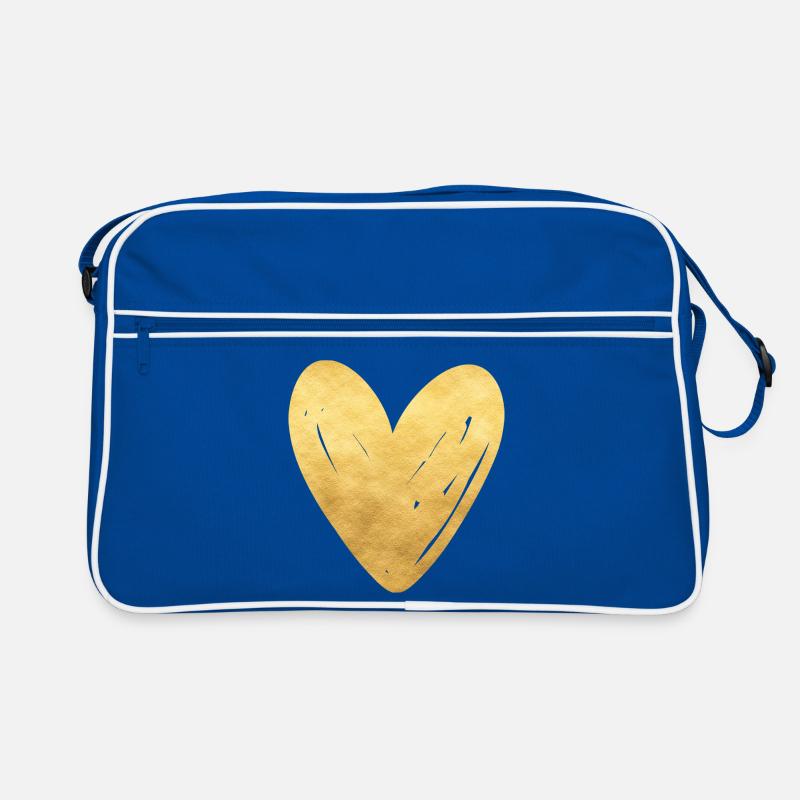 goldenes Herz - Retro Tasche - Blau/Weiß