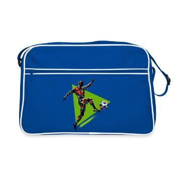 dynamic soccer player playing soccer - Retro Bag - blue/white - Front