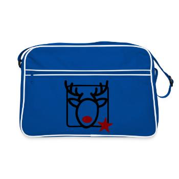 Reindeer with star and red nose - Retro Bag - blue/white - Front
